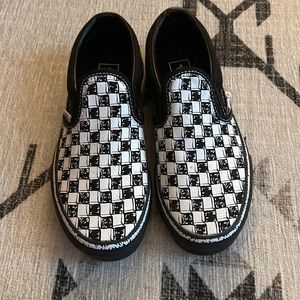 Fun illustrated checkered slip on Vans